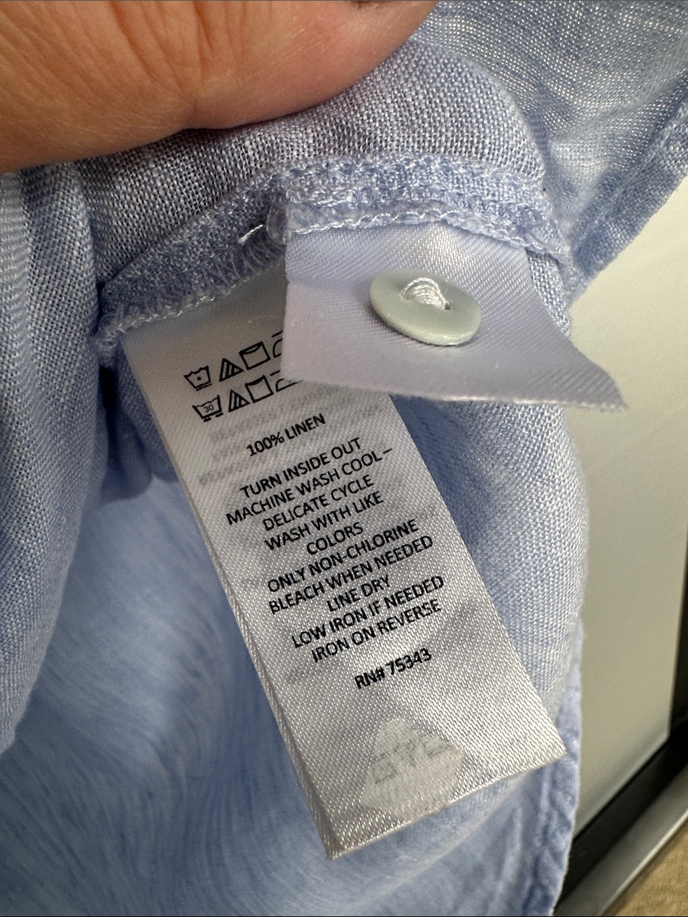 Sigrid Olsen LinenLlight Blue Button-up Shirt Size 1X Long Adjustable Sleeves - Picture 8 of 11